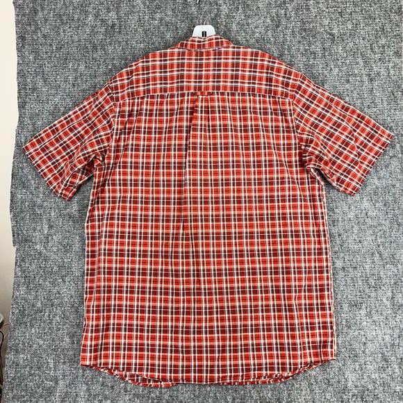 Columbia Mens Casual Button-Up‎ Shirt 2XT Tall Red Plaid Easy Care Short Sleeve - Picture 2 of 8